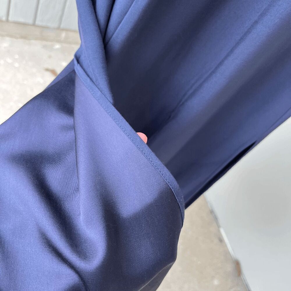 VTG 80s 90s Navy Dress Paneled Hem Satin-Lined Minimalist Made in USA, S - Picture 6 of 13